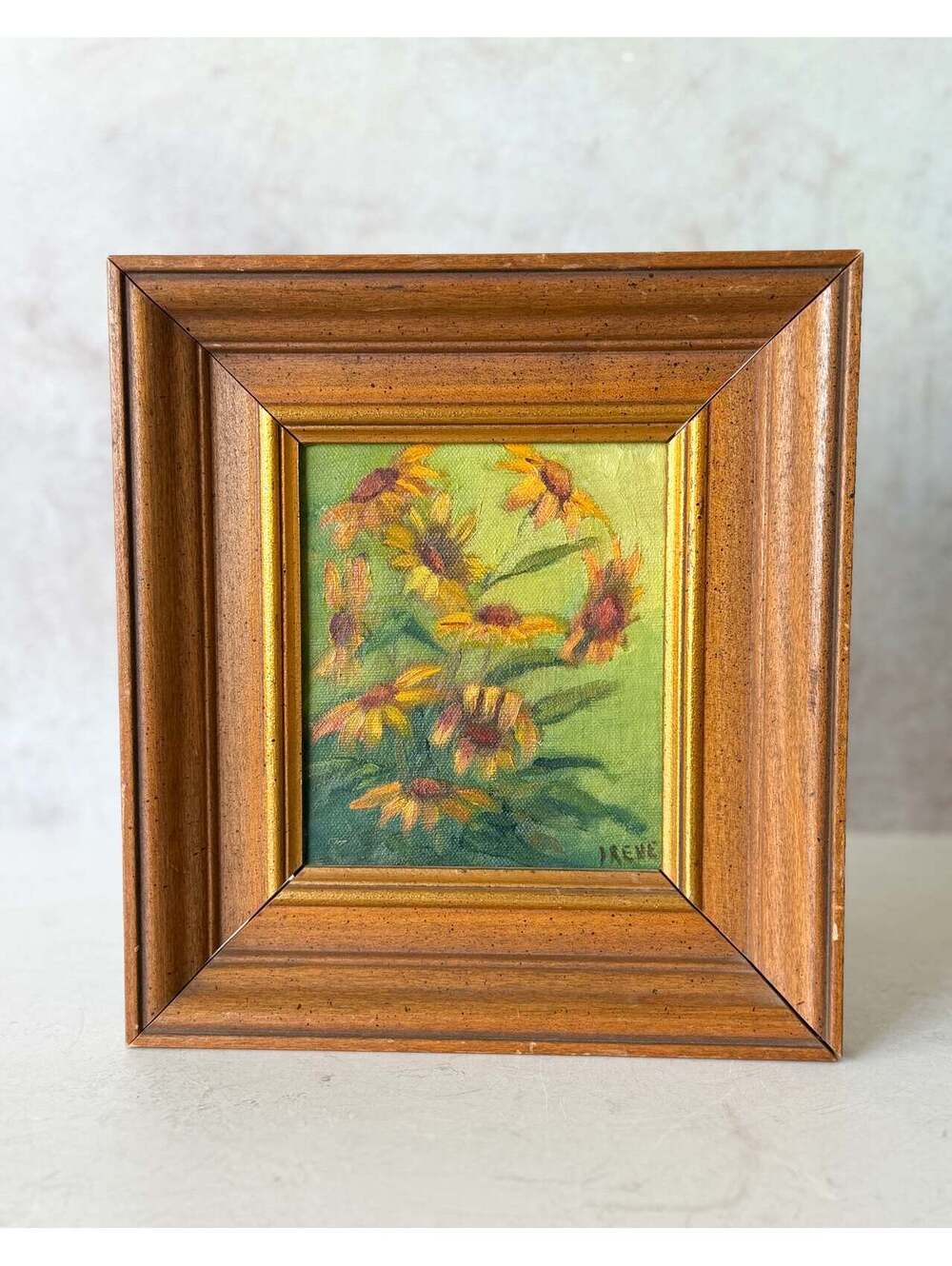 Original Oil Painting Black Eyed Susans | Signed Small Framed Floral Art